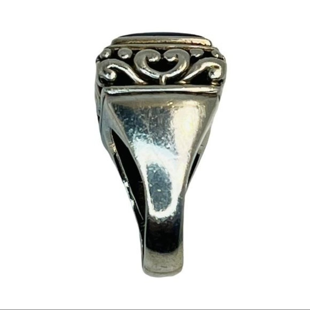 925 Thailand Silver Filigree Large Square Statement RingW/ Black Onyx Cabochon - Picture 11 of 13